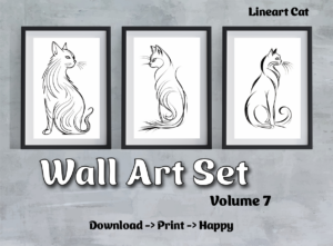 Wandkunst 3er-Set | druckbares Poster | Digitaldruck | Download | kommerziell nutzbar | Geschenk | Katze | Feiertage | Wall Art Vol. 7